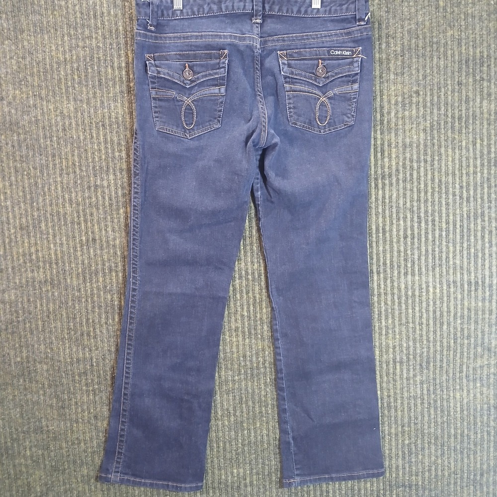 Calvin Klein Jeans Lean women Boot Cut Dark Wash Denim Pants Size 32/14‎ Stretch